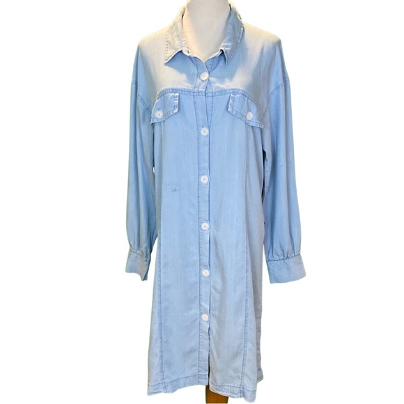 NEW | Blue Denim Lightweight Button Down Shirt Dress | Size M - Picture 1 of 3